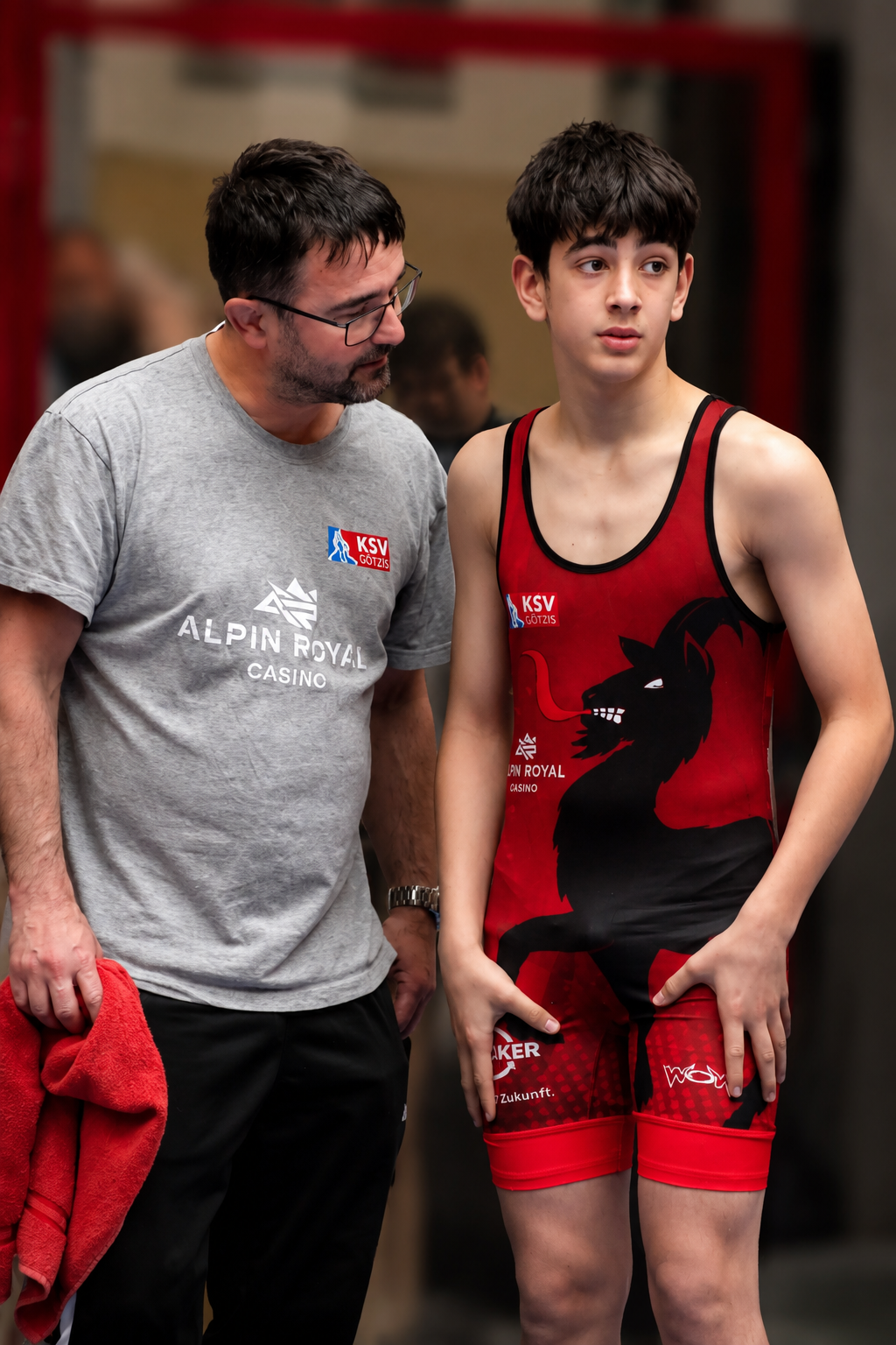 Coach and youth wrestler